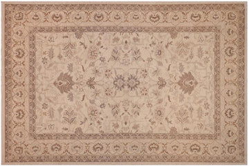 handmade Traditional Kafkaz Chobi Ziegler Ivory Tan Hand Knotted RECTANGLE 100% WOOL area rug 10 x 14